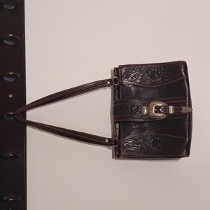 American West Hand Tooled Leather Floral Pattern Western Farmhouse Tote Bag